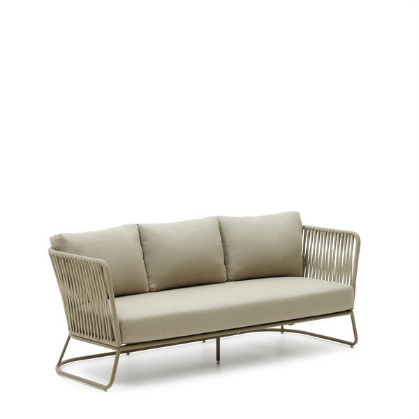 Kaki zelena željezna vrtna sofa Saconca – Kave Home-image-4