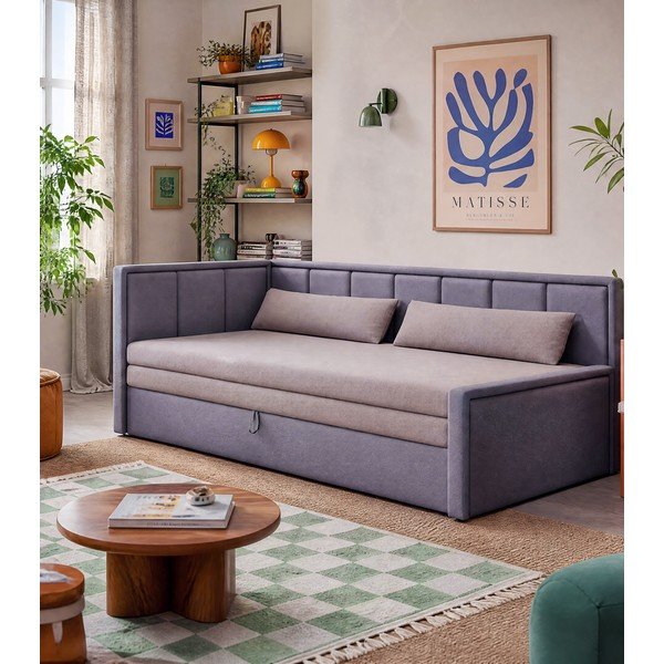 Ružičasta sklopiva/s prostorom za odlaganje sofa od šenila 214 cm Fulgeo – ELTAP-image-4