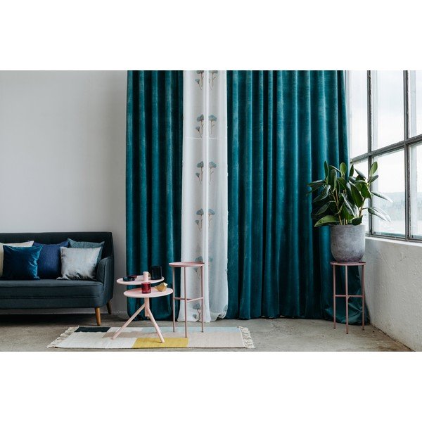 Bijela/plava prozirna zavjesa 140x260 cm Elba – Mendola Fabrics-image-4