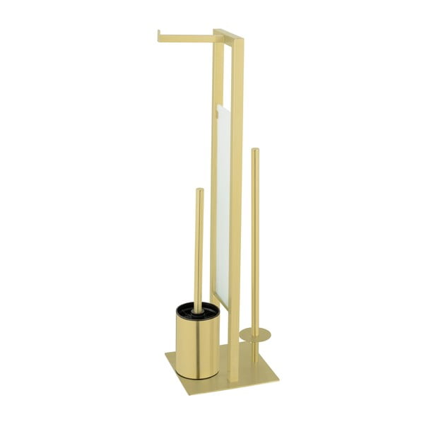Držač za WC papir od nehrđajućeg čelika sa četkom u zlatnoj boji Rivalta – Wenko-image-4