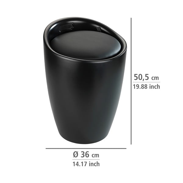 Crna kupaonska stolica s izmjenjivom košarom za rublje Wenko Candy-image-2