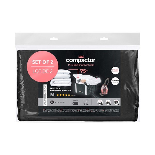 Vakuumske/ojačane tekstilne kutije za pohranu odjeće u setu 2 kom 42x25x25 cm Black Edition – Compactor-image-4