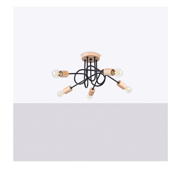 Crna/u prirodnoj boji stropna svjetiljka 15x61 cm Tumber – Sollux-image-2