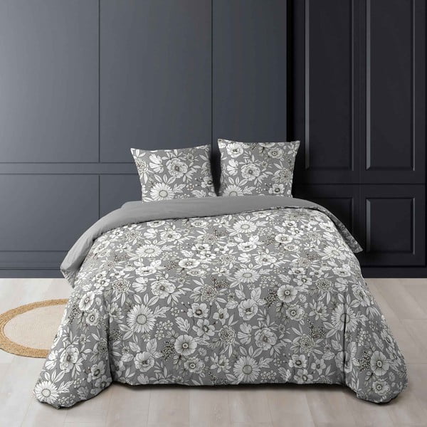 Bijela/siva pamučna posteljina za bračni krevet/za produženi krevet 240x220 cm Milady – douceur d'intérieur
