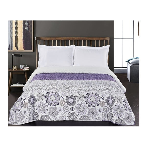 Bijelo-ljubičasti dvostran pokrivač od mikrovlakana DecoKing Alhambra, 170 x 210 cm-image-2