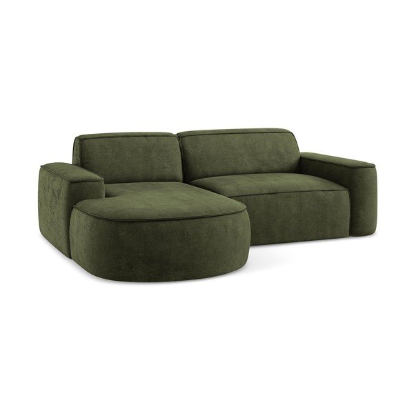 Zelena kutna garnitura od šenila (s lijevim kutom/s ležaljkom) Omao – Makamii-image-4