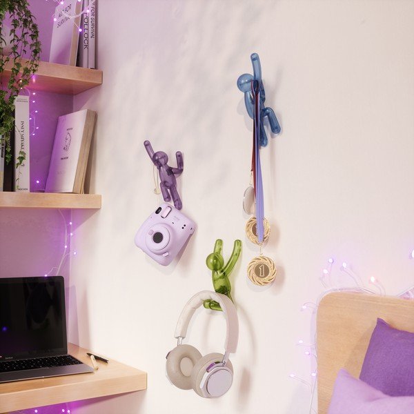 Plastična kuke u setu 3 kom s postavljanjem bez bušenja Buddy – Umbra-image-1