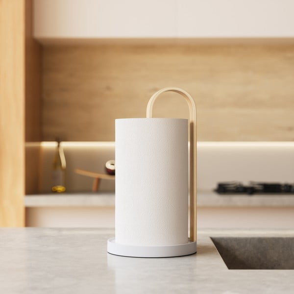 Bijeli drveni stalak za papirnate ručnike ø 17 cm Bellwood – Umbra-image-1