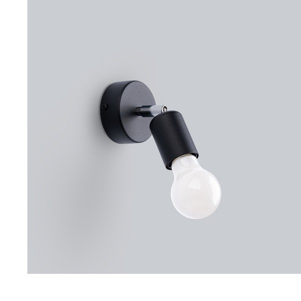 Crna zidna lampa ø 6 cm Brando – Sollux-image-4