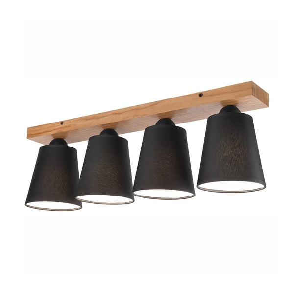 Crna stropna svjetiljka s tekstilnim sjenilom ø 15 cm Lula – LAMKUR