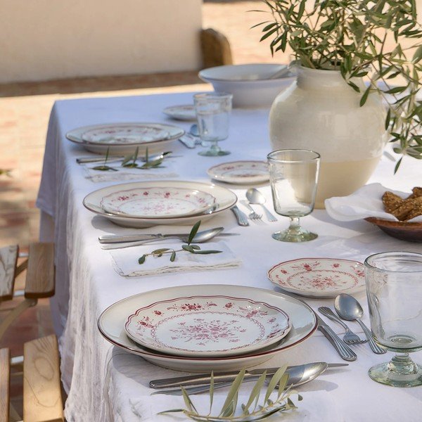 Crveni/bijeli desertni tanjur od kamenine ø 21 cm Vila – Costa Nova-image-3