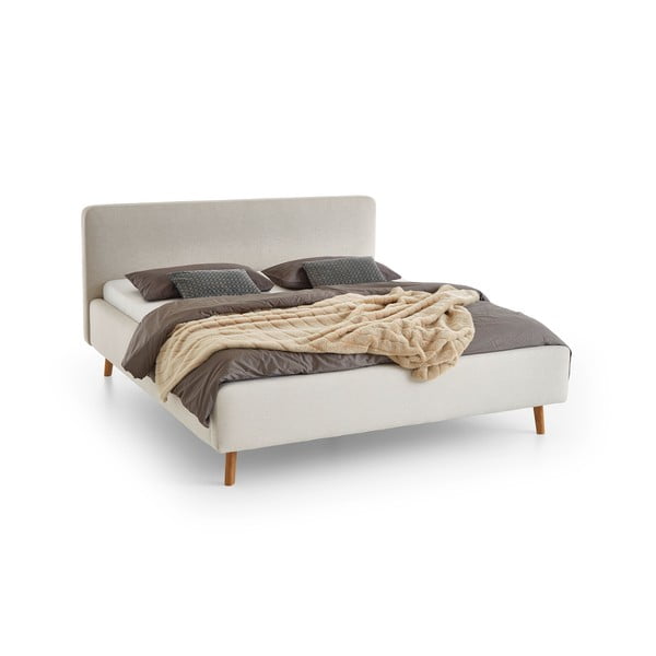 Krem tapecirani bračni krevet bez podnice 180x200 cm Mattis – Meise Möbel-image-2
