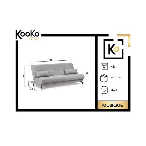 Tirkizno zeleni kauč na razvlačenje Kooko Home Musique-image-1