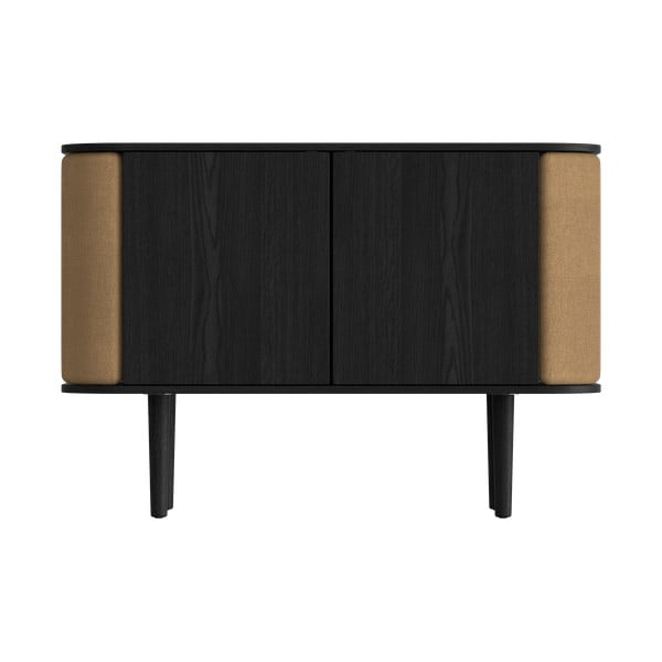 Crna/smeđa niska komoda u dekoru hrasta 109x75 cm Treasures – UMAGE-image-3