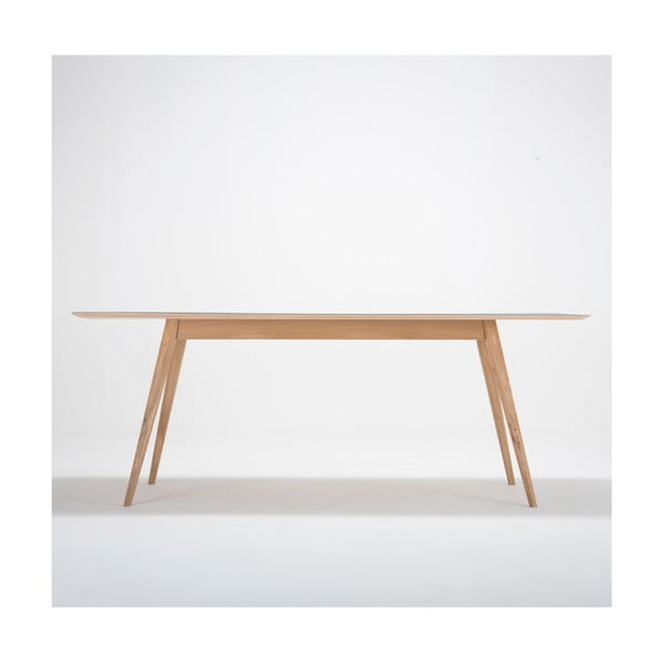 Blagovaonski stol od punog hrasta s tamnoplavom pločom Gazzda Linn, 200 x 90 cm-image-4