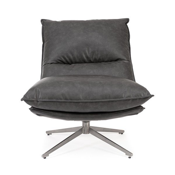 Tamno siva fotelja s prostorom za odlaganje od imitacije kože Alanez – Bizzotto-image-2