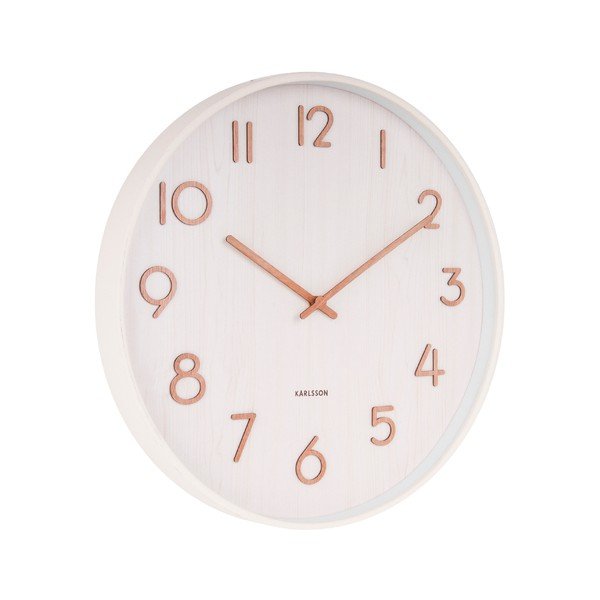 Bijeli zidni sat od lipovog drveta Karlsson Pure Medium, ø 40 cm-image-1