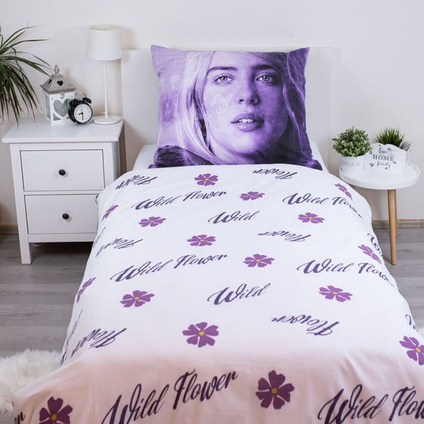 Ljubičasta pamučna dječja posteljina za krevet za jednu osobu 200x140 cm Billie Eilish – Jerry Fabrics-image-2