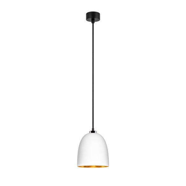 Bijela viseća svjetiljka s crnim kablom i detaljima zlatne boje Sotto Luce Awa