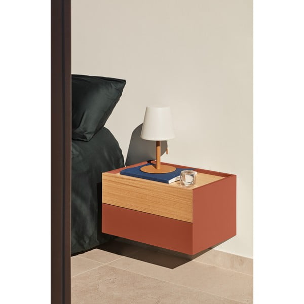 Ciglasti/u prirodnoj boji noćni ormarić u dekoru hrasta Otto – Teulat-image-1