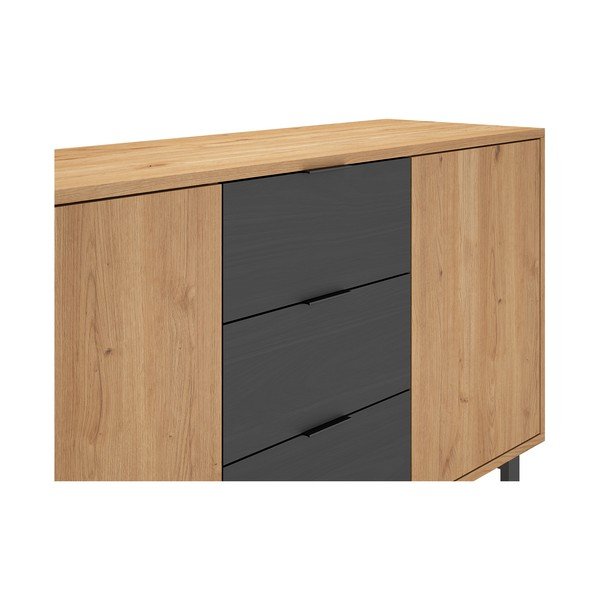 Antracit/natur niska komoda u dekoru hrasta 180x80 cm Madona - Marckeric-image-1