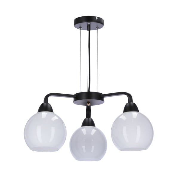 Crno-bijela viseća svjetiljka sa staklenim sjenilom ø 16 cm Caldera – Candellux Lighting