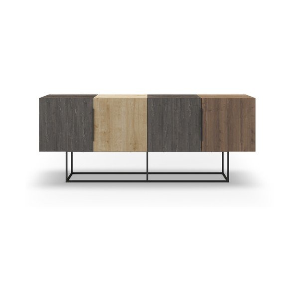 Smeđa/u prirodnoj boji niska komoda u dekoru hrasta 200x80 cm Titan – Marckeric