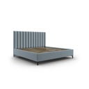 Svijetlo plavi tapecirani bračni krevet s prostorom za pohranu s podnicom 160x200 cm Casey – Mazzini Beds