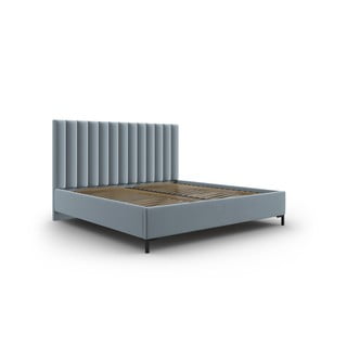 Svijetlo plavi tapecirani bračni krevet s prostorom za pohranu s podnicom 160x200 cm Casey – Mazzini Beds