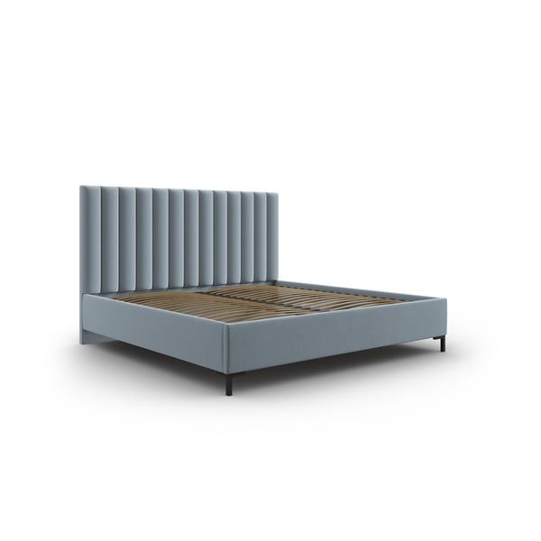 Svijetlo plavi tapecirani bračni krevet s prostorom za pohranu s podnicom 160x200 cm Casey – Mazzini Beds