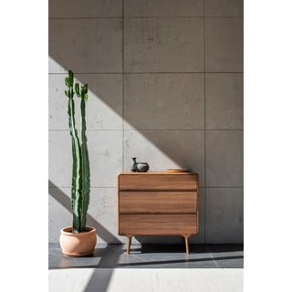 Smeđa komoda od punog oraha 90x90x45 cm Fawn – Gazzda