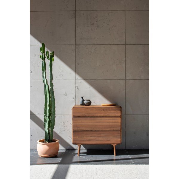 Smeđa komoda od punog oraha 90x90x45 cm Fawn – Gazzda-image-1