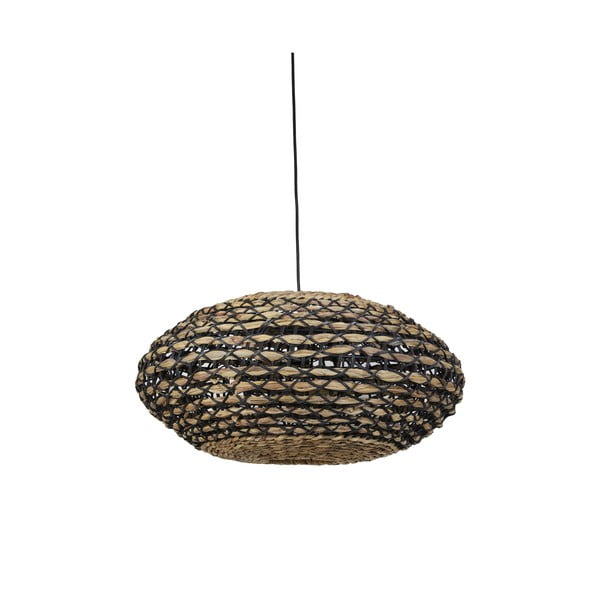 Stropna lampa u crnoj prirodnoj boji sa sjenilom od ratana i morske trave ø 60 cm Tripoli - Light & Living