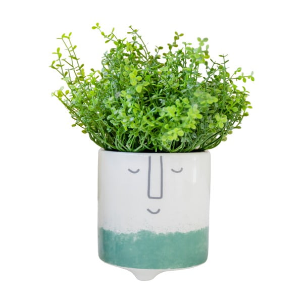 Bijelo-zelena keramička tegla za cvijeće Kitchen Craft Happy Face-image-3