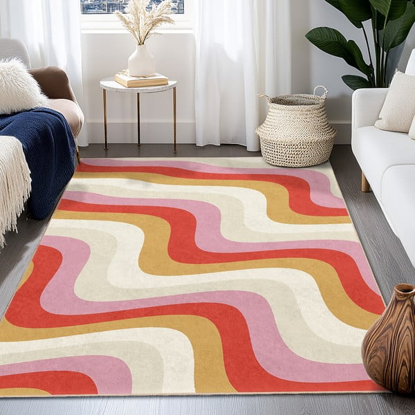 Žuti /ružičasti periv tepih 120x180 cm Creamy Raspberry Swirl – Mila Home-image-4