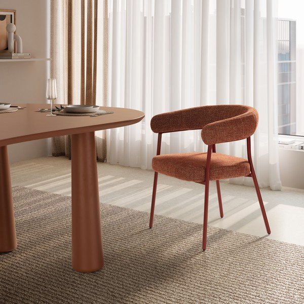 Podstavljene blagovaonske stolice u setu s naslonima za ruke 2 kom boja terakote Yuri – MOME-image-2