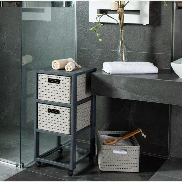 Siva plastična kupaonska polica 32,5x71 cm Country – Rotho-image-1