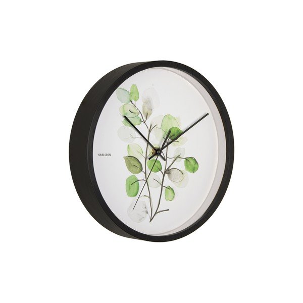 Zeleno bijeli zidni sat u crnom okviru Karlsson Eucalyptus, ø 26 cm-image-2