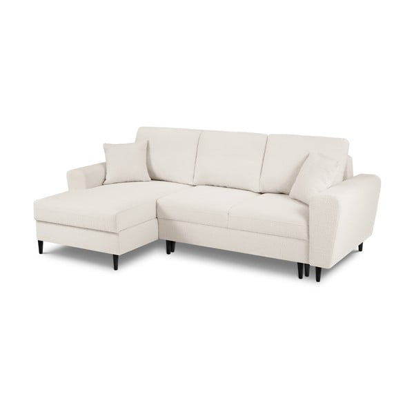 Bež sklopiva/s prostorom za odlaganje kutna garnitura od bouclé tkanine (s lijevim kutom/s ležaljkom) Kyoto – Cosmopolitan Design-image-1