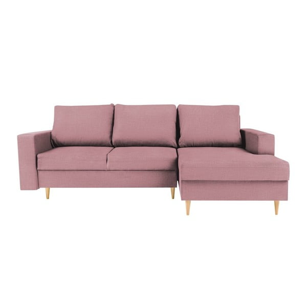 Ružičasti kutni kauč na razvlačenje s ležaljkom na desnoj strani Mazzini Sofas Iris
