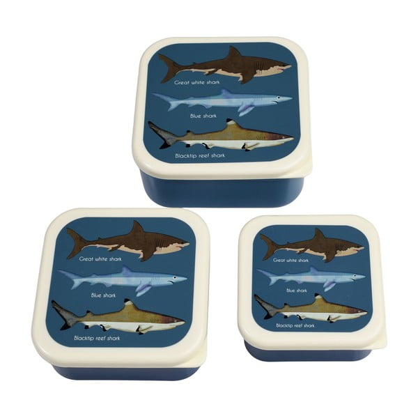 Tamno plave dječje kutije za ručak u setu 3 kom Sharks – Rex London