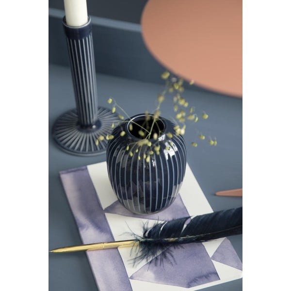 Tamnoplava vaza od kamenine Kähler Design Hammershoi, visina 10 cm-image-1
