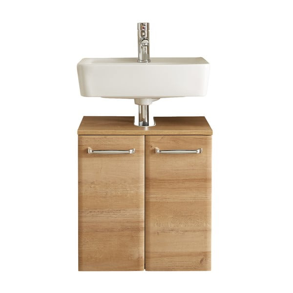 Zidni ormarić bez umivaonika u dekoru hrasta u prirodnoj boji 53x60 cm Quickset 318 – Pelipal