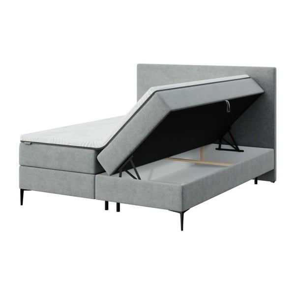 Sivi boxspring krevet s prostorom za pohranu 160x200 cm Bufo – MESONICA-image-2