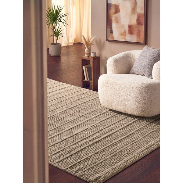 Bež ručno rađen vunen tepih 80x150 cm Camden Parker – Ted Baker-image-1