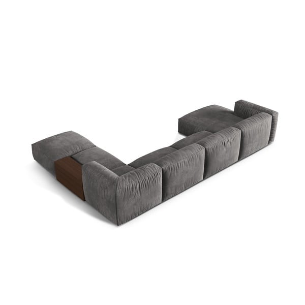 Siva baršunasti kutna garnitura (s desnim kutom/u obliku slova "U") Martina – Micadoni -image-2