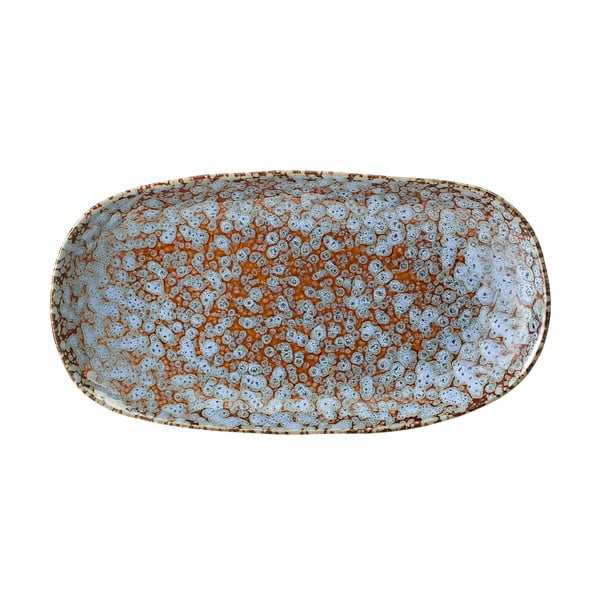 Plavo-smeđi keramički tanjur za posluživanje Bloomingville Paula, 23,5 x 12,5 cm