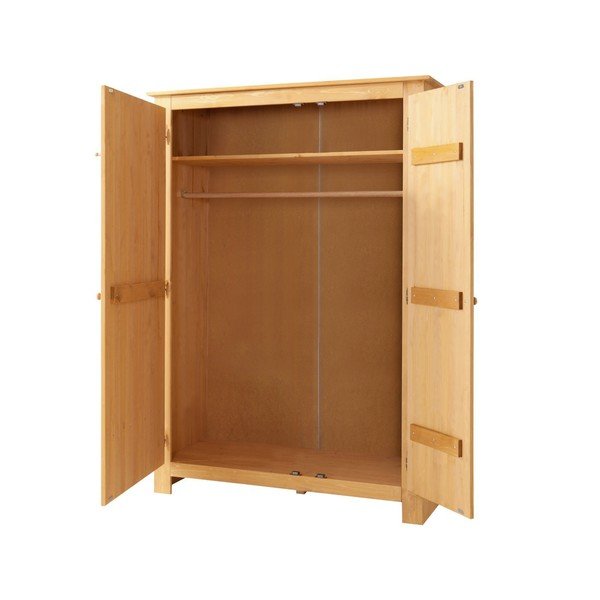 Ormar od masivnog bora s ogledalom u prirodnoj boji 120x170 cm Bertram – Støraa-image-2