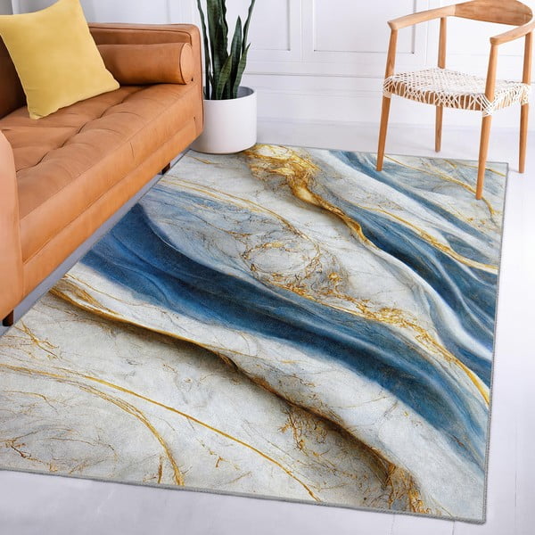 Plavi perivi tepih 80x150 cm Golden Spill – Mila Home-image-3