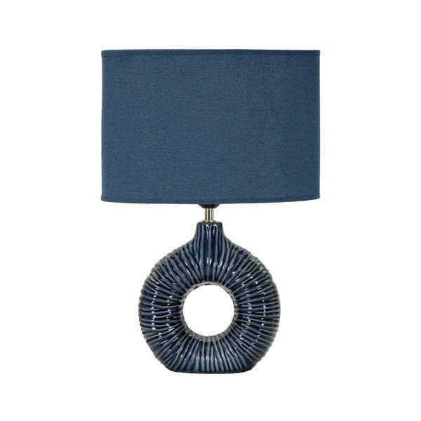 Plava stolna lampa keramička s tekstilnim sjenilom (visina 43 cm) Seta – Mauro Ferretti